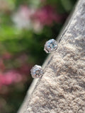 14k white gold diamond bezel stud earrings - .24ct tw