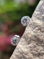 14k white gold diamond bezel stud earrings - .24ct tw
