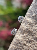 14k white gold diamond bezel stud earrings - .24ct tw