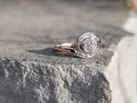 18ct rose gold & platinum two tone diamond swirl ring