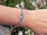 18k white gold c.1920's Deco filigree diamond & blue sapphire bracelet