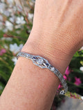 18k white gold c.1920's Deco filigree diamond & blue sapphire bracelet