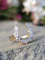 14k gold two-tone diamond horseshoe estate ring