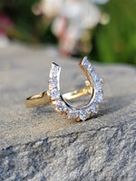 14k gold two-tone diamond horseshoe estate ring