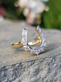 14k gold two-tone diamond horseshoe estate ring