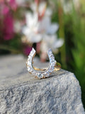14k gold two-tone diamond horseshoe estate ring