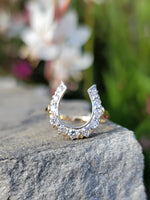 14k gold two-tone diamond horseshoe estate ring