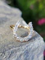 14k gold two-tone diamond horseshoe estate ring