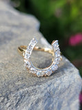 14k gold two-tone diamond horseshoe estate ring