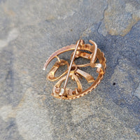 14k gold horseshoe diamond & seed pearl pin brooch