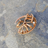 14k gold horseshoe diamond & seed pearl pin brooch