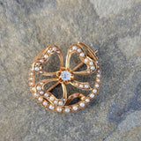14k gold horseshoe diamond & seed pearl pin brooch