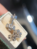 14k white gold vintage diamond floral flower studs.