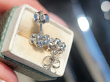 14k white gold vintage diamond floral flower studs.