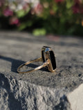 10k gold two tone vintage Deco black ONYX & diamond Ring