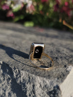 10k gold two tone vintage Deco black ONYX & diamond Ring