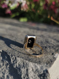 10k gold two tone vintage Deco black ONYX & diamond Ring
