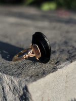 10k gold two tone vintage Deco black ONYX & diamond Ring