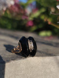 10k gold two tone vintage Deco black ONYX & diamond Ring