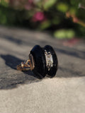 10k gold two tone vintage Deco black ONYX & diamond Ring