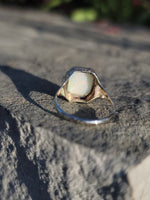 14k white gold Deco c.1920's BELAIS opal ring