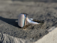 14k white gold Deco c.1920's BELAIS opal ring