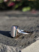 14k white gold Deco c.1920's BELAIS opal ring