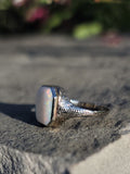 14k white gold Deco c.1920's BELAIS opal ring