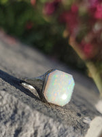 14k white gold Deco c.1920's BELAIS opal ring