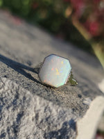 14k white gold Deco c.1920's BELAIS opal ring
