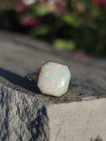 14k white gold Deco c.1920's BELAIS opal ring