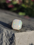 14k white gold Deco c.1920's BELAIS opal ring