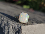 14k white gold Deco c.1920's BELAIS opal ring