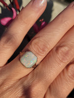 14k white gold Deco c.1920's BELAIS opal ring
