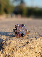 10k gold two tone amethyst & diamond estate ring