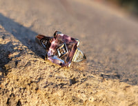 10k gold two tone amethyst & diamond estate Deco ring