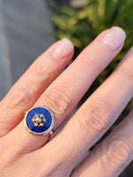 10k gold lapis & pearl estate ring