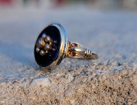 10k gold lapis & pearl estate ring