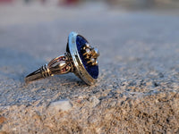 10k gold lapis & pearl estate ring