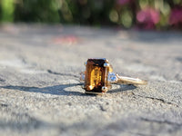 10K gold smokey quartz & diamond estate ring
