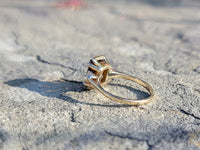 10K gold smokey quartz & diamond estate ring