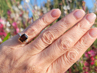 10K gold smokey quartz & diamond estate ring