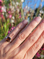 10K gold smokey quartz & diamond estate ring