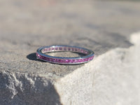 18k white gold ruby stackable eternity wedding band - size 6.55