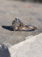 14k Victorian - Edwardian fancy yellow diamond mine cut halo ring - GIA