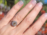 14k Victorian - Edwardian fancy yellow diamond mine cut halo ring - GIA