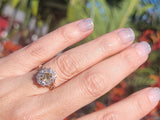 14k Victorian - Edwardian fancy yellow diamond mine cut halo ring - GIA