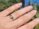 10ct gold emerald & opal antique Victorian ring