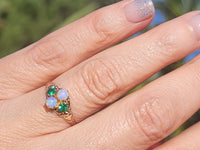 10ct gold emerald & opal antique Victorian ring