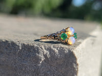 10ct gold emerald & opal antique Victorian ring